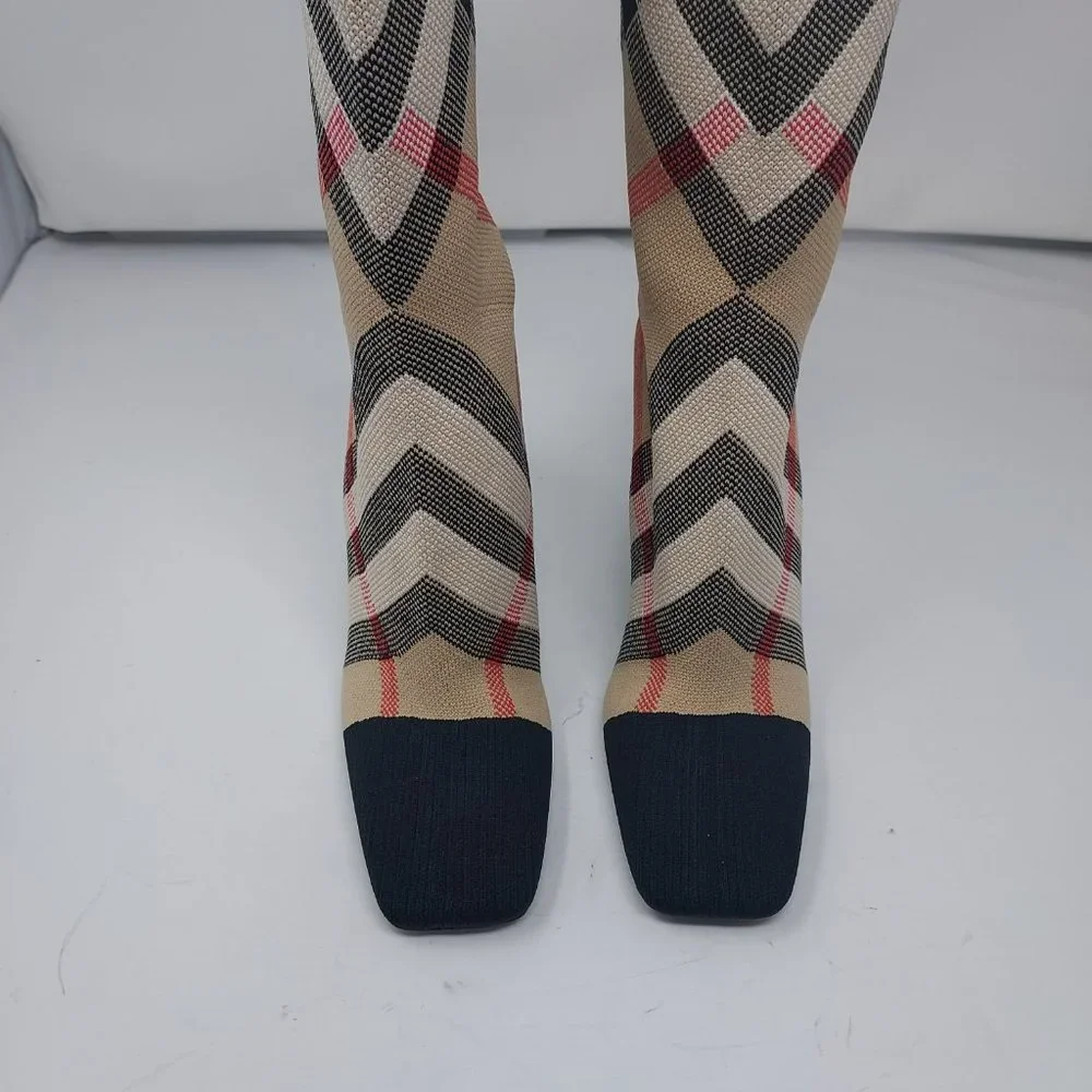 Burberry Dolman Checked Stretch-Cotton Boots - Picture 8 of 10